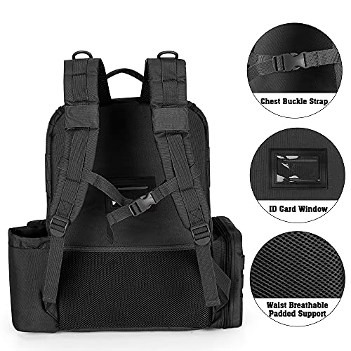 DSLEAF Tactical Pistol Backpack with 6 Pistol Cases, Gun Range Backpack with 10x Magazine Slots for Shooting and Hunting