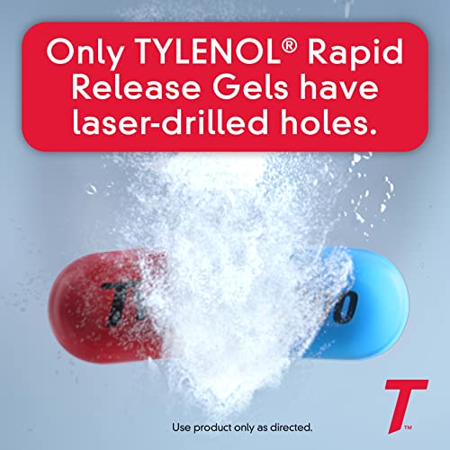 Tylenol Extra Strength Acetaminophen Rapid Release Gels, Pain Reliever & Fever Reducer, Gelcaps with Laser-Drilled Holes f...