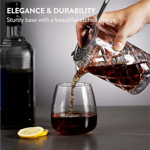 Elixir Cocktail Mixing Glass Set - 8-Piece Home Bar Bartender Cocktail Kit for Old Fashioned Negroni Martini - with Strain...