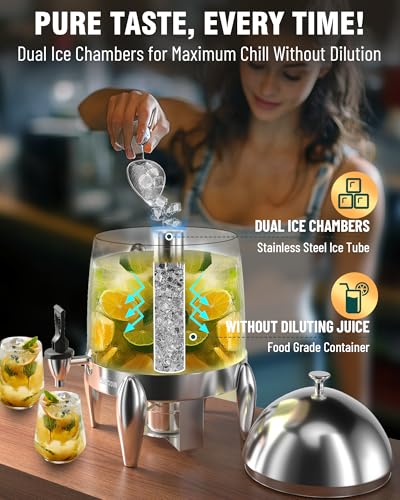 WantJoin Beverage Dispenser With Stand - 3.2 Gallon Drink Dispenser With Ice Core & Fuel Holder, Leakproof Spigot, Visible...