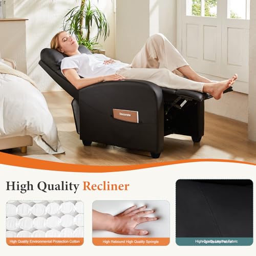 Sweetcrispy Recliner Chair PU Leather Recliner Sofa No Massage, Home Theater Seating with Lumbar Support, Adjustable Push ...