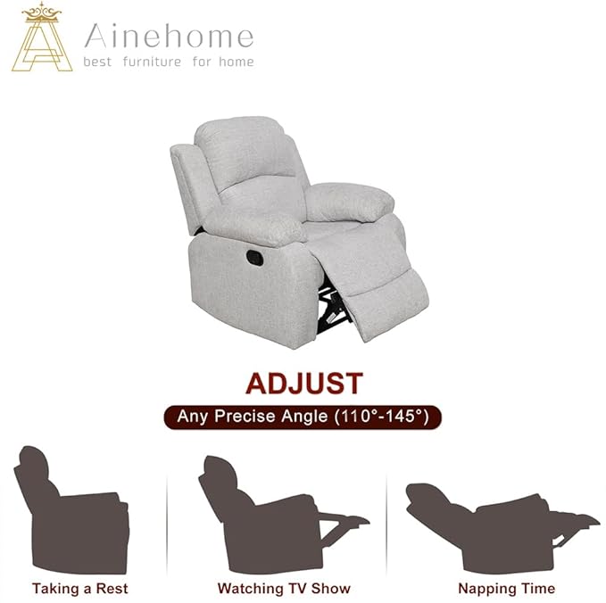 A Ainehome Living Room Furniture Set Leather Recliner Sofa Set Loveseat Chair Furniture Sofa Set for Living Room/Small Space/Rv/House/Office/Theater Seating (A-Grey White Microfiber, Chair)