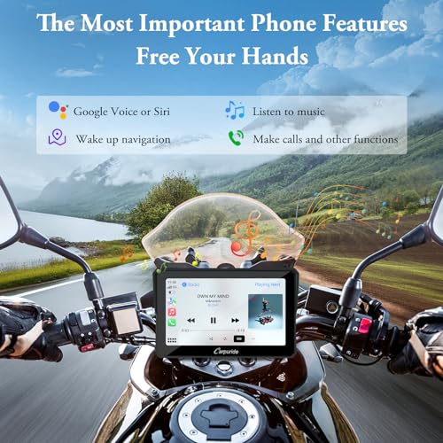 Carpuride W702 for Motorcycle, 7 inch Waterproof Touchscreen, Portable Carplay/Android Auto GPS Navigation for Motorbike, ...
