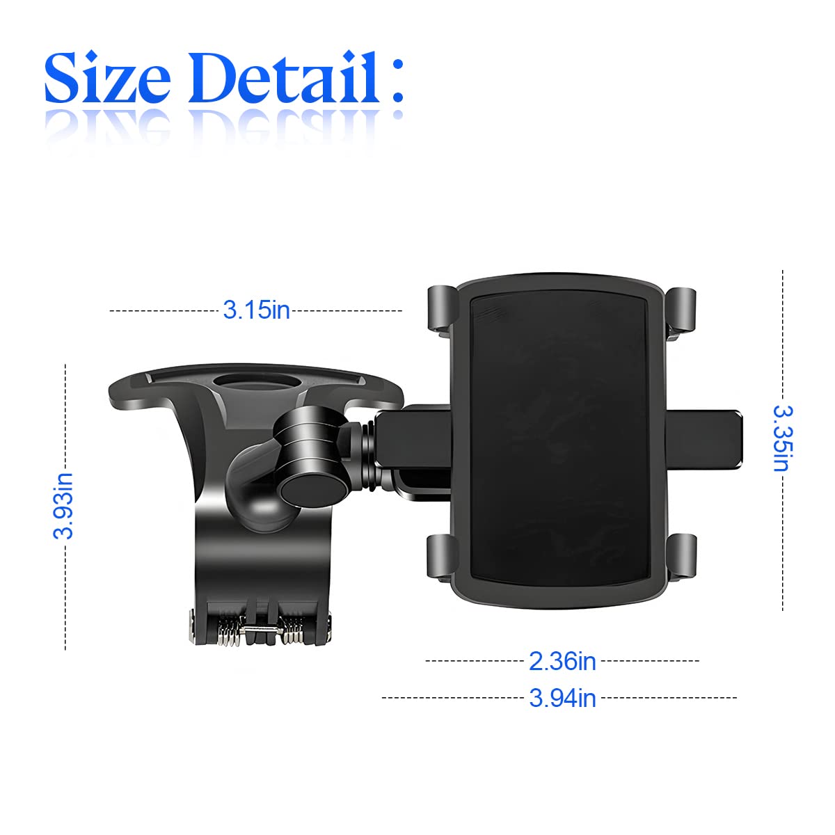 Zipelo Car Phone Mount, Abs Cell Phone Holder For Car, 1400 Degree Rotation Dashboard Cell Phone Holder, Mobile Clip Stand For 3