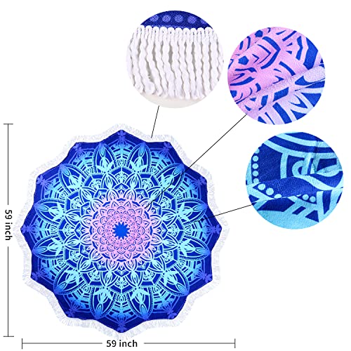 Large Microfiber Boho Mandala Beach Towel Round Bohemian Beach Blanket Hippie Indian Throw Blanket Beach Tapestry Sand Fre...