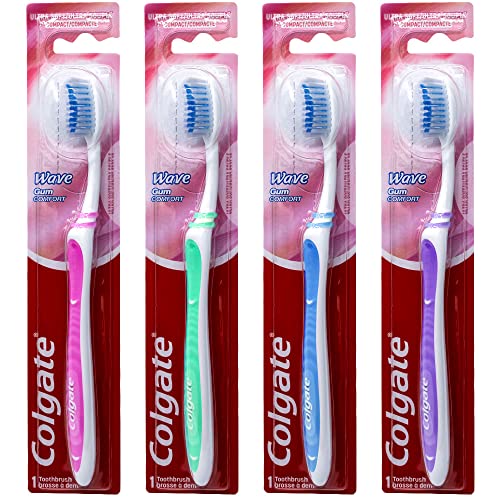 Colgate Wave Gum Comfort Toothbrush, Ultra Soft Compact Head, Colors Vary, 4-pack