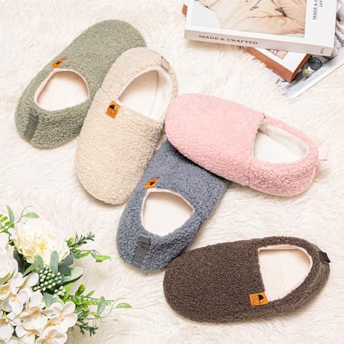 House Slippers for Women Men Lightweight Memory Foam House Shoes Warm Closed Back Slippers with Soft Fleece for Indoor Out...