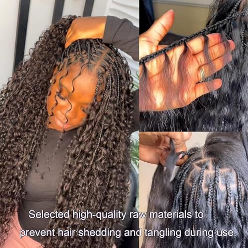 Lemoda Boho Human Braiding Hair Burmese Curly Bulk Human Hair Extensions For Bohemian Knotless Braids No Weft 26Inch 1Bundle/Lot 100g/1Bundle 1B Natural Black Salon-Quality