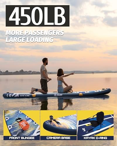 ESUP 11'6"x35" Extra Wide Inflatable Paddle Board, Big Size Stand up Paddleboards for 450lb/3 People/Family/Beginner/Yoga,...