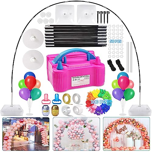 Balloon Arch Kit and Balloon Pump Electric, 10ft Wide Adjustable Balloon Arch Stand With 100Balloons 2Balloon Stands For W...