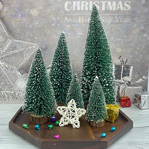 NotiGat mini Christmas Tree Bottle Brush Christmas Trees with Wooden Bases Christmas Decorations for Party Table top decer...