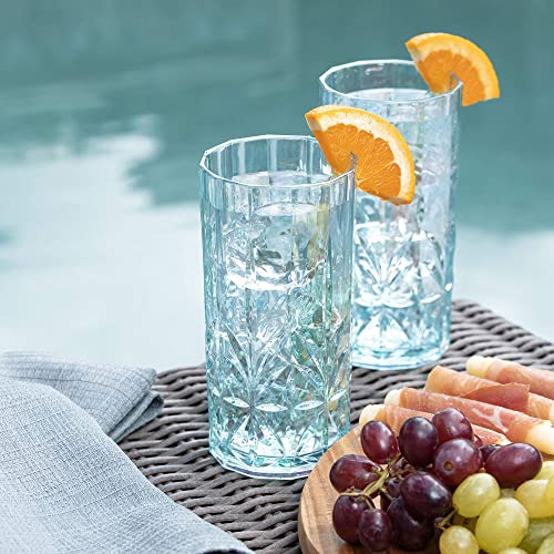 BELLAFORTE Shatterproof Tritan Plastic Tall Tumbler, Set of 4, 18oz - Myrtle Beach Drinking Glasses - Unbreakable Drinking...
