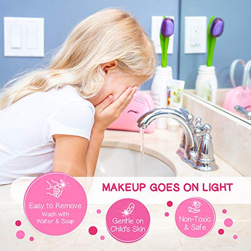 Kids Real Makeup Kit with Pink Unicorn Purse, Non Toxic Washable Make Up Set - Unicorn Toys for Girls Age 4-6, Valentines ...