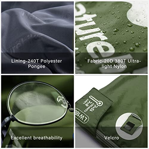 Naturehike Lightweight Compact Sleeping Bag, 59℉/32℉ Envelope Ultralight Backpacking Sleeping Bag Portable, Waterproof wit...