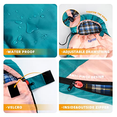 Camping Sleeping Bag, 32℉ Sleeping Bags for Adults Kids Teens Cold Weather Warm Sleeping Bag Winter for 3-4 Season Campin...