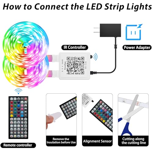 Ledagic Led Lights for Bedroom 250ft (2 Rolls of 125ft) Color Changing RGB Led Strip Lights with 60 Keys Remote and App Co...