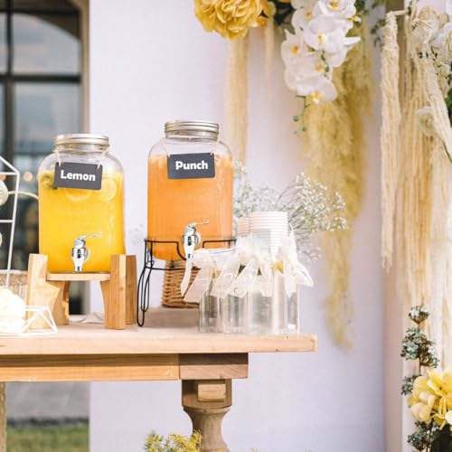 2 Gallon Drink Dispensers for Parties, Sun Tea Glass Jar for Outside 2 Press-Spigots(Easy for Kids) Juice Dispensers for P...