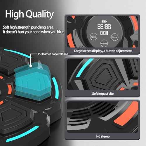 Smart Music Boxing Machine for Adults and Kids, Training Machine with LED Electronic Wall Mounted, Home Indoor Workout Equipment with Premium Boxing Gloves