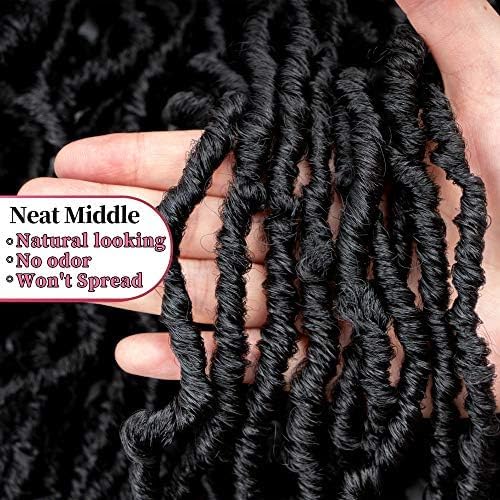 6 Packs Soft Locs Crochet Hair Pre Looped 18 Inch Faux Locs Crochet Braids Goddess Curly Wavy Locs Crochet Loc Hair for Black Wo