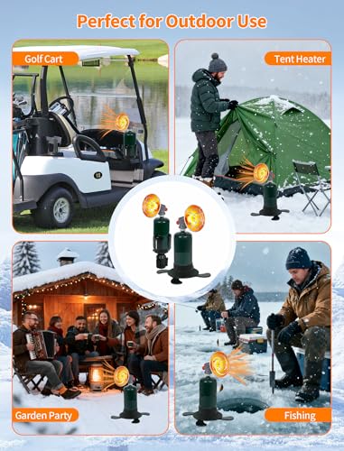 2-in-1 6800 BTU Golf Cart Heater Propane with Storage Box, Adjustable Cup Holder & Camping Base, Compatible with EZGO, Clu...