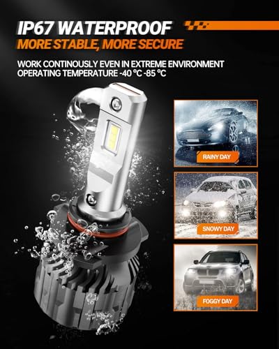 SEALIGHT 9005/HB3 Bulbs 66000LM Super Bright, 6500K Cool White 9005 Light Bulbs, 60000+ Hours HB3 Powersport Bulbs with Fa...