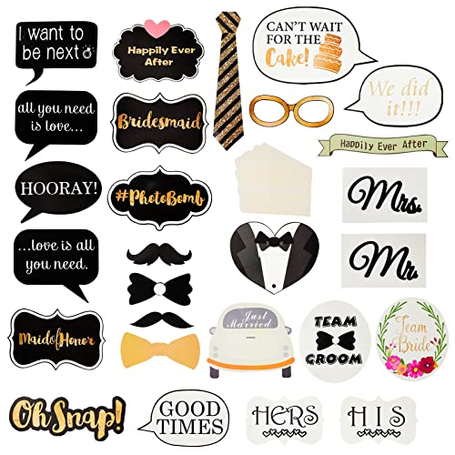 Blue Panda Wedding Photo Booth Props - 72-Piece Assorted Floral Cardstock Set, 3 x 2 to 10 x 7 in - Bridal Shower & Bachel...