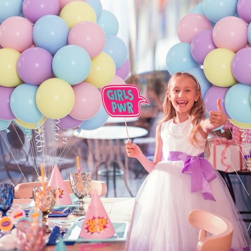 60pcs Pastel Balloons, 12inch Helium Rainbow Macaron Balloons (Pink, Teal, Blue, Purple, Yellow) for Daisy Baby Shower, Sp...