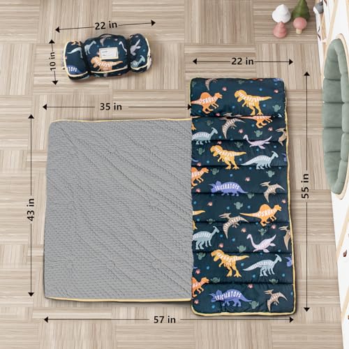 Primlect Thickened Toddler Nap Mat with Removable Pillow and Minky Blanket, Extra Large 55''x35'' Sleeping Bag, Washable, ...