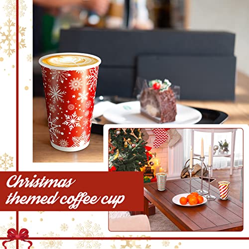 WILLBOND 60 Pcs Hot Chocolate Coffee Cups Christmas Party Favor Gift Disposable Coffee Cups 16 oz Holiday Hot Cocoa Bar Ki...