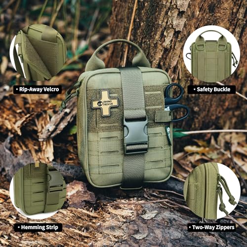 RHINO RESCUE Survival First Aid Kit, HSA/FSA Eligible, Emergency Kit Molle Pouch IFAK Medical Kit for Vehicles Car Camping...