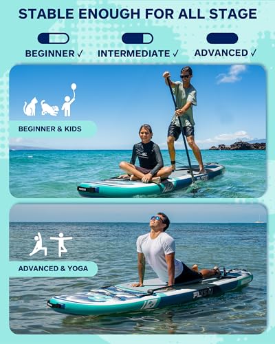 11'x34 Ultra Wide Paddleboards, Inflatable SUP&420lb Capacity for All Skill, Stand-up Paddle Board for Adults, Yoga/Fishin...