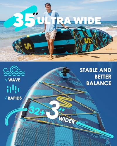 Skatinger Asiaticus & Octopus｜11'6"x35" & 11'x34 Super Wide Inflatable Stand Up Paddle Boards, All Accessories2, 100L Back...