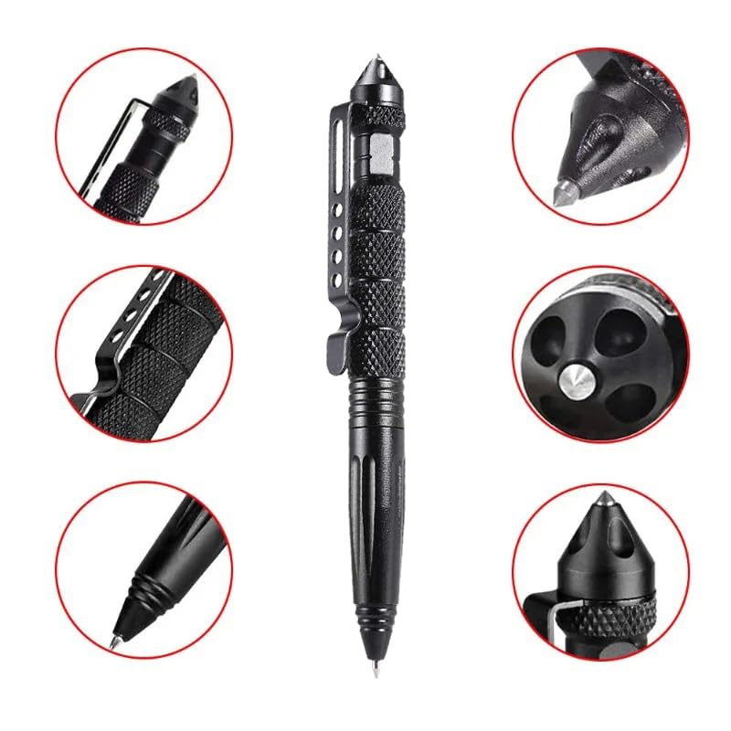 OIJ 5 Pack Military Tactical Pen Set, Professional Self Defense Pen, Emergency Glass Breaker Pen, Tungsten Steel Writing T...