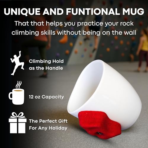 Dubbs Hardware Rock Climbing Mug – Train your grip while having a cup of coffee. Ceramic and with real climbing holds, pop...