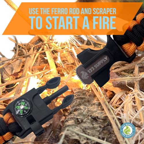 133 Supply Paracord Bracelet Compass Hiking Survival Emergency Whistle Fire Starter Kit Camping Gear Hiking Essentials Fis...