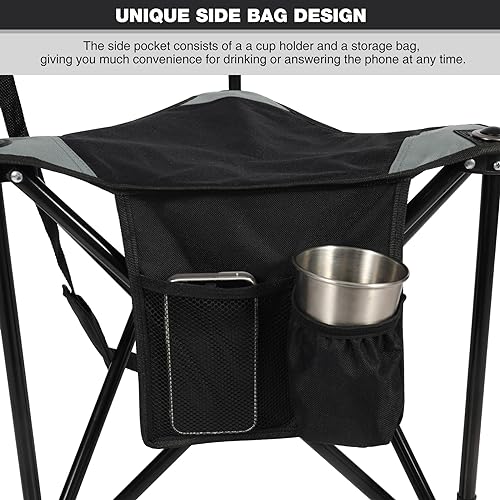 REDCAMP 2 Pack Tripod Camping Chairs Folding Lightweight, Portable 3 Legged Tripod Stool Seat with Backrest, Small Golf Ch...