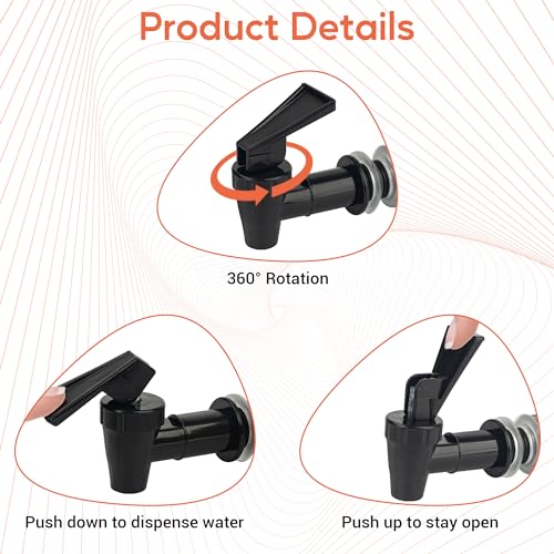 10 Sets Replacement Cooler Faucet, Reusable Plastic Spigot for Beverage Dispenser Parts, Outdoor Faucet Water Jug Spigot T...