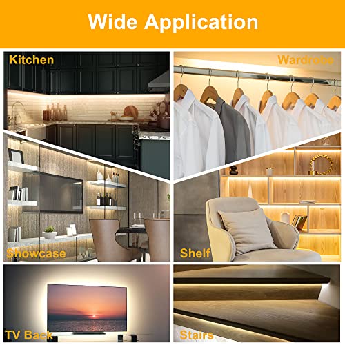 LAFULIT Under Cabinet Lighting Kit - 8 PCS 20 Inch Pre-Cut Strips, 2700K Warm White Flexible LED Strip Lights with Remote ...
