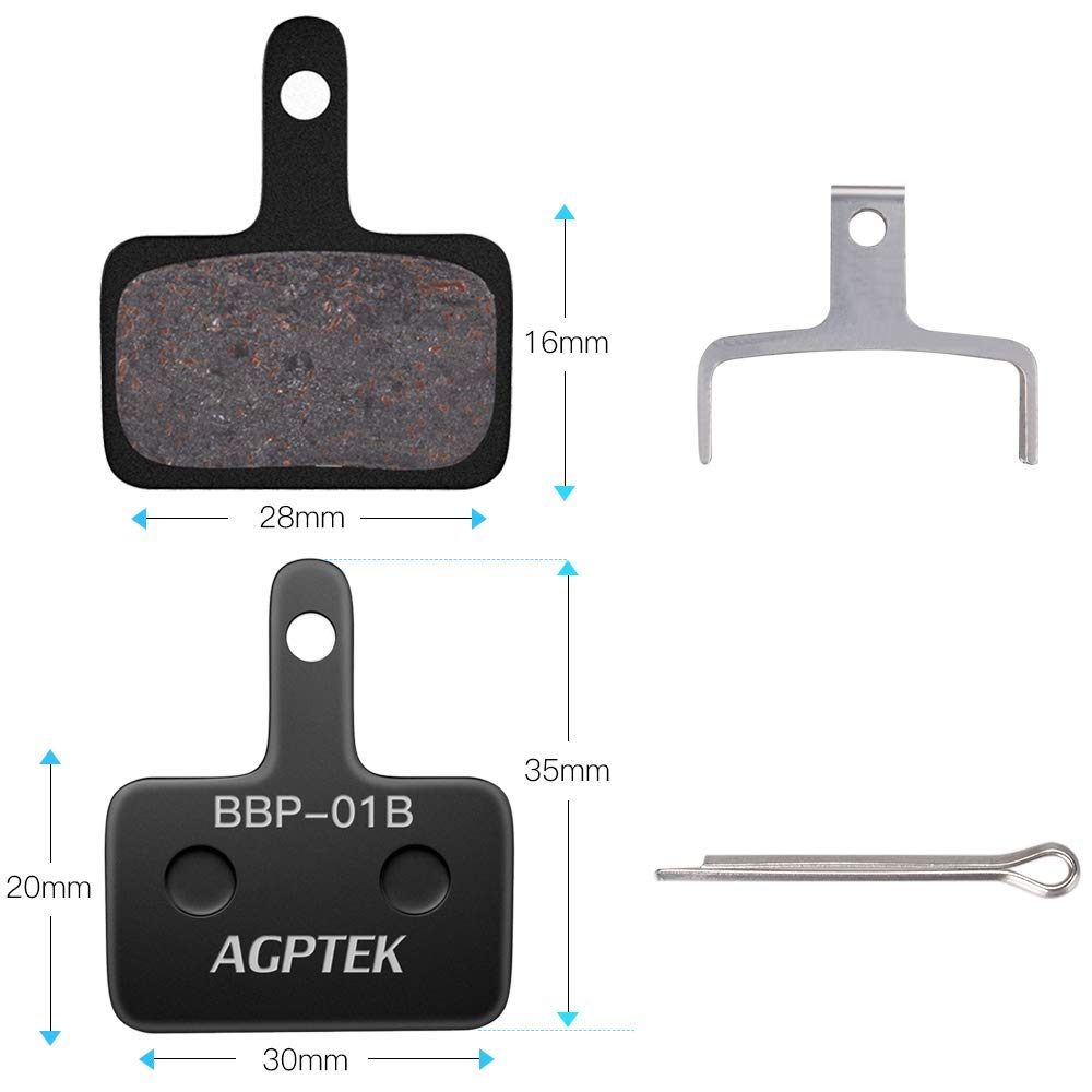 AGPTEK Bike Brake Pads, High-Performance Brake Pads, Disc Brake Pads & Spring (Semi-Metallic) for Mountain Bike Disc Brakes, 2 Pairs Bike Pads, Compatible with TRP Tektro Shimano Deore Br