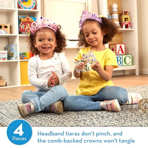 Melissa & Doug Dress-Up Tiaras Play Set for Kids (4-Piece) – Pretend Princess Crowns for Costume Role Play – Preschool Jew...