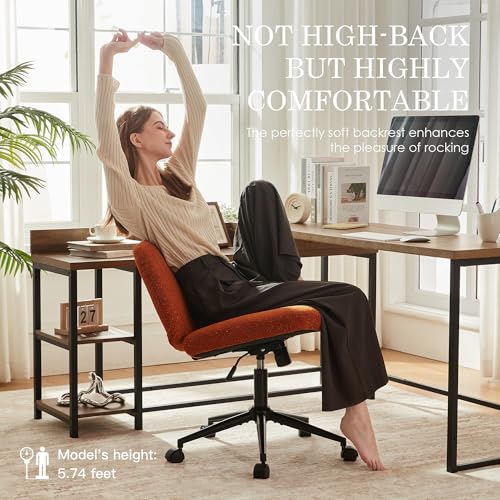 Dowinx Criss Cross Chair with Wheels, Preminum Fabric and Pocket Spring Cushion, Adjustable Swivel Wide Seat Computer Chai...