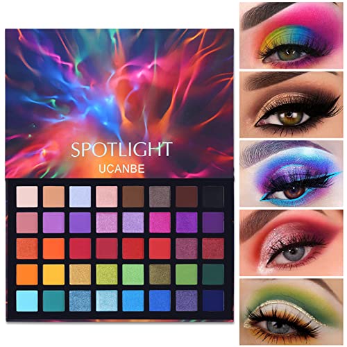UCANBE Spotlight Eyeshadow Palette Professional 40 Color Eye Shadow Matte Shimmer Makeup Pallet Highly Pigmented Colorful ...