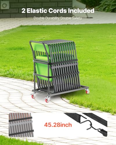 VEVOR Folding Chair Rack, 300 LBS Capacity, L-Shape Vertical Placement Chair Cart for 25 Chairs, Heavy-Duty Metal Chair St...