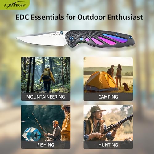 ALBATROSS D2 Steel Folding Pocket Knife with Liner Lock - Premium EDC Tactical Knife for Camping, Hunting and Outdoor Adve...