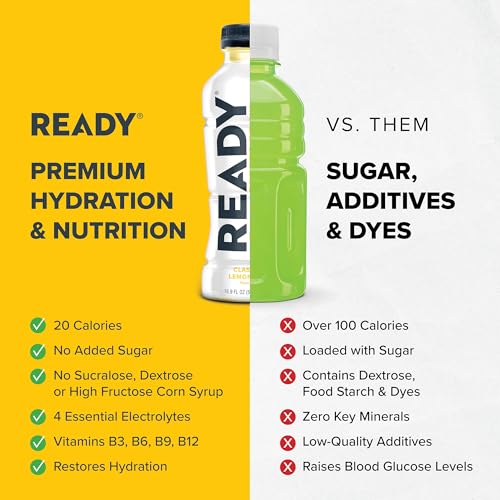 Ready® Sports Drink Light – The Ultimate Low-Calorie Hydration Drink with 4 Different Electrolytes – No Added Sugars – Nat...