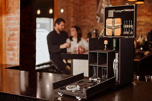 Picnic TIME Hamilton Bartender Kit, Portable Bar Case with Cocktail Shaker Set, Professional Mixology Bartender Kit Stand,...