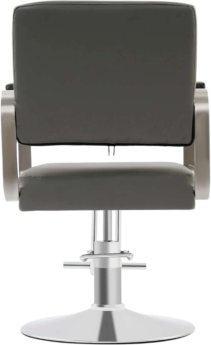 YIYIBYUS Salon Chair for Hair Stylist, 360° Swivel Barber Chair with Heavy Duty Hydraulic Pump, Spa Beauty Equipment for Hair Stylist Women Man, Max Load Weight 440 Lbs, Grey + Silver