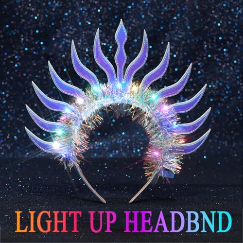Urieo Light Up Halo Headband Glowing Festival Christmas Hair Accessories