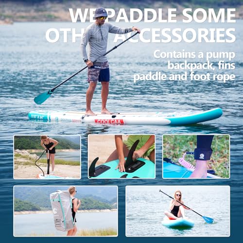 COOLCAA Inflatable Stand-Up Paddle Board, 480Lbs Capacity SUP Board with 34'' Extra Wide, Fishing Paddleboard with Accesso...
