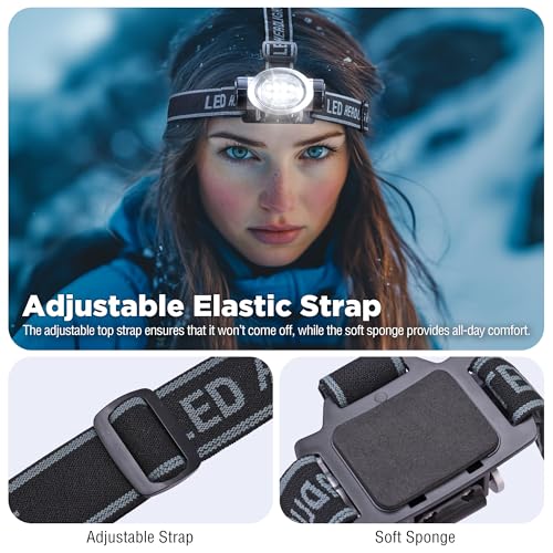 EverBrite 5-Pack LED Headlamp, 4 Lighting Modes, Pivoting Head with Adjustable Headband, Perfect for Running, Camping and ...